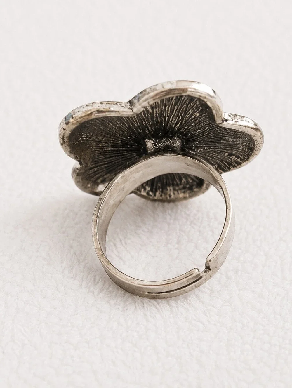 Vintage Red Cabochon Flower Adjustable Ring